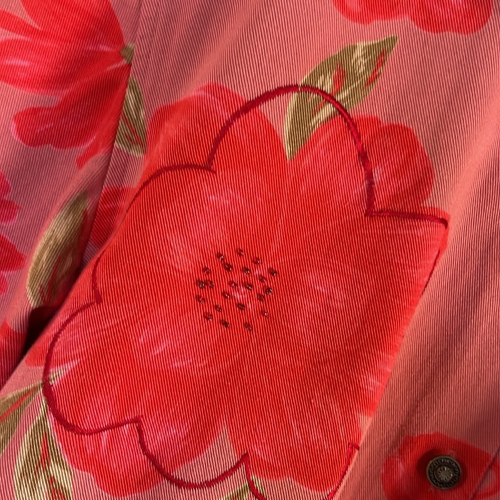 Tantrums Vintage ‘90’s Hibiscus Floral Jean Jacket Size M - Picture 4 of 12